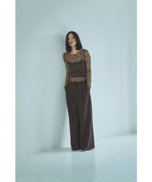 marjour（マージュール）の「VINTAGE NUANCE SHEER LACE TOPS（Tシャツ/カットソー・レディース・オフホワイト/ブラウン・M）」の20枚目の写真