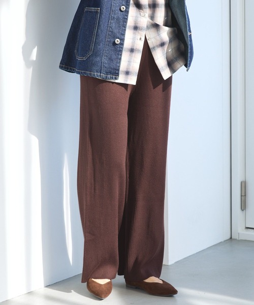 AMERICAN HOLIC（アメリカンホリック）の「バイパチリブニットパンツ（その他パンツ・レディース・ブラック/杢グレー/ホワイト系その他2/ブラウン・M/L）」の4枚目の写真