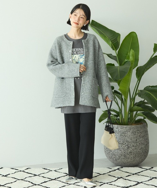 AMERICAN HOLIC（アメリカンホリック）の「バイパチリブニットパンツ（その他パンツ・レディース・ブラック/杢グレー/ホワイト系その他2/ブラウン・M/L）」の7枚目の写真