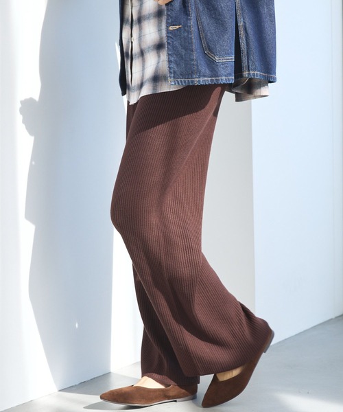 AMERICAN HOLIC（アメリカンホリック）の「バイパチリブニットパンツ（その他パンツ・レディース・ブラック/杢グレー/ホワイト系その他2/ブラウン・M/L）」の22枚目の写真