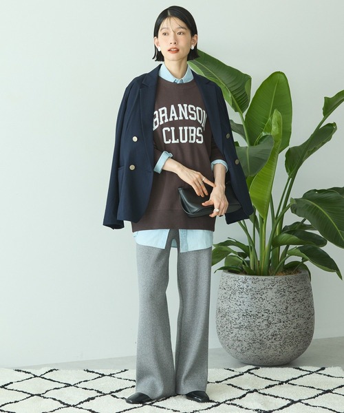 AMERICAN HOLIC（アメリカンホリック）の「バイパチリブニットパンツ（その他パンツ・レディース・ブラック/杢グレー/ホワイト系その他2/ブラウン・M/L）」の14枚目の写真