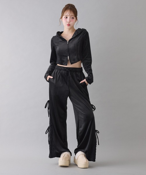 one after another NICE CLAUP(ワンアフターアナザーナイスクラップ)の「【セットで着れる】ベロアリボンパンツ(デニムパンツ・レディース・アイボリー/ブラック/グレー・FREE)」の19枚目の写真