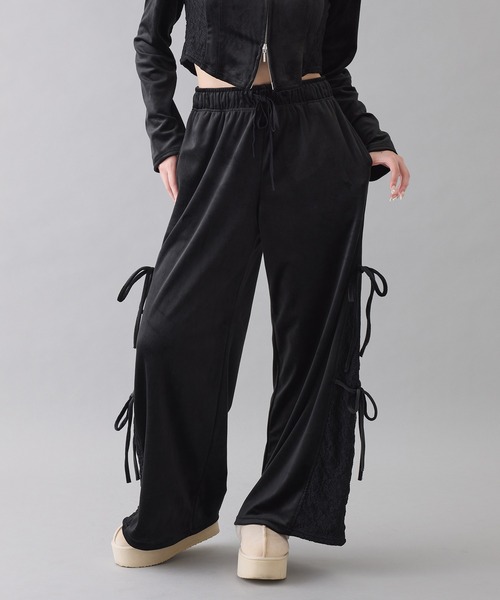 one after another NICE CLAUP(ワンアフターアナザーナイスクラップ)の「【セットで着れる】ベロアリボンパンツ(デニムパンツ・レディース・アイボリー/ブラック/グレー・FREE)」の22枚目の写真