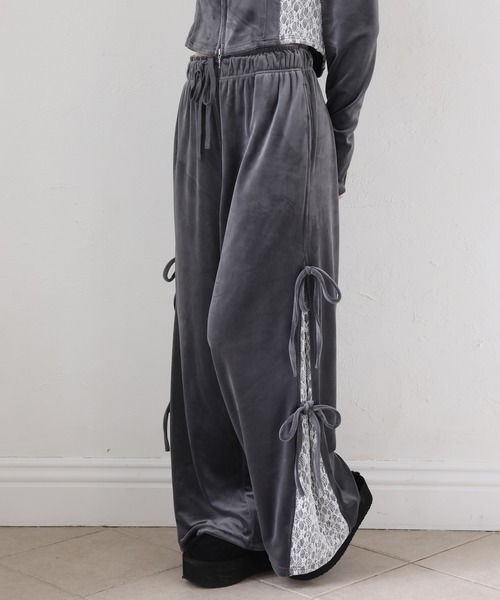 one after another NICE CLAUP(ワンアフターアナザーナイスクラップ)の「【セットで着れる】ベロアリボンパンツ(デニムパンツ・レディース・アイボリー/ブラック/グレー・FREE)」の6枚目の写真