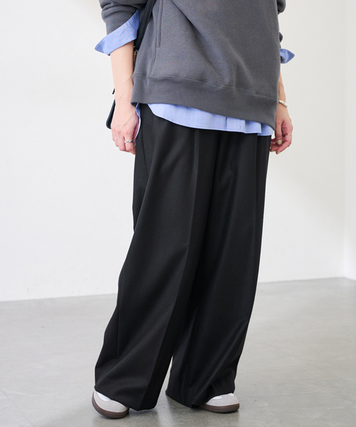 セール】カシミヤ混フラノワイドパンツ（スラックス）｜FRAMeWORK