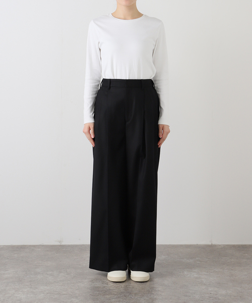 セール】カシミヤ混フラノワイドパンツ（スラックス）｜FRAMeWORK