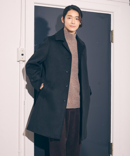 COMME CA ISM（コムサイズム）の「ハイブリッド ウールビーバー ステンカラーコート（ステンカラーコート・メンズ・ネイビー/ブラック・SMALL/X-LARGE/LARGE/MEDIUM）」の4枚目の写真