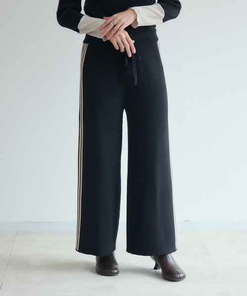 Paradise Picnic(パラダイスピクニック)の「サイドラインニットパンツ(その他パンツ・レディース・グレー/ブラック・FREE)」の7枚目の写真