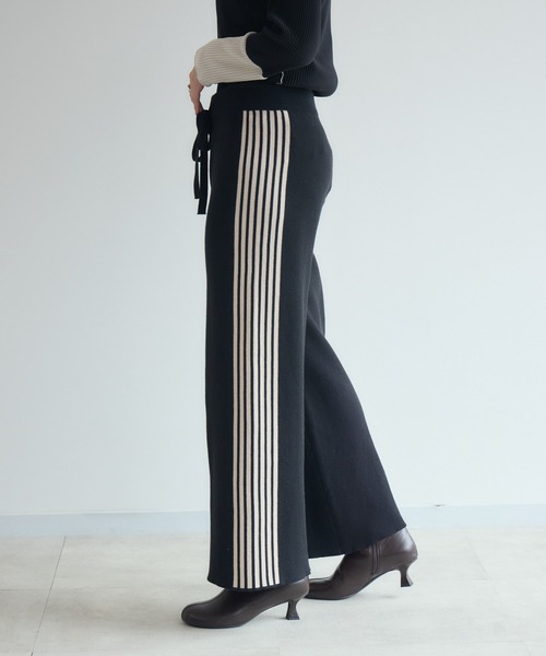 Paradise Picnic(パラダイスピクニック)の「サイドラインニットパンツ(その他パンツ・レディース・グレー/ブラック・FREE)」の10枚目の写真