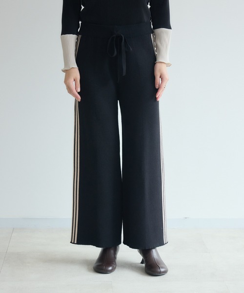 Paradise Picnic(パラダイスピクニック)の「サイドラインニットパンツ(その他パンツ・レディース・グレー/ブラック・FREE)」の8枚目の写真