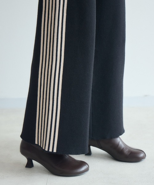 Paradise Picnic(パラダイスピクニック)の「サイドラインニットパンツ(その他パンツ・レディース・グレー/ブラック・FREE)」の14枚目の写真