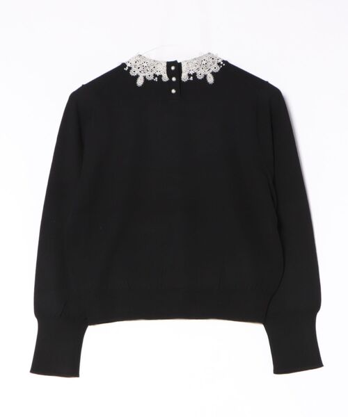 STRAWBERRY-FIELDS(ストロベリーフィールズ)の「コンフォートイネス_レース*パールネックニット(ニット/セーター・レディース・ブラック/ピンクベージュ・2)」の11枚目の写真