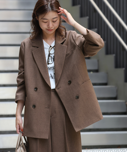 追加2》ツイーディーツイルテーラードダブルジャケット（テーラード