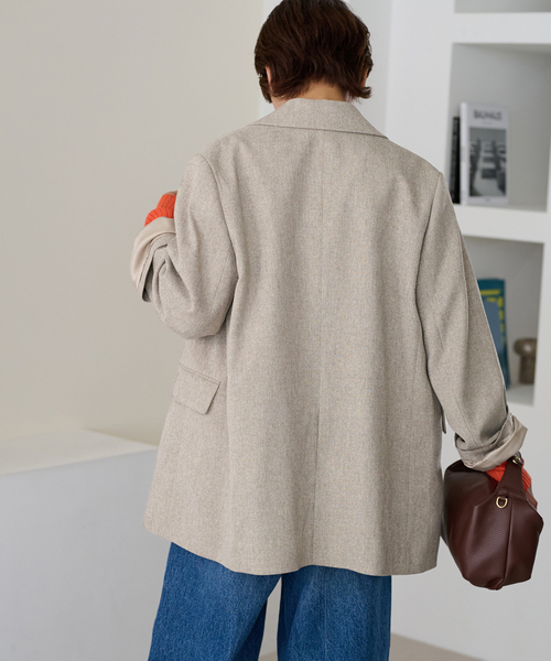 JOURNAL STANDARD relume(ジャーナルスタンダード レリューム)の「《追加2》ツイーディーツイルテーラードダブルジャケット(テーラードジャケット・レディース・ベージュ/ブラウン・38/36)」の3枚目の写真