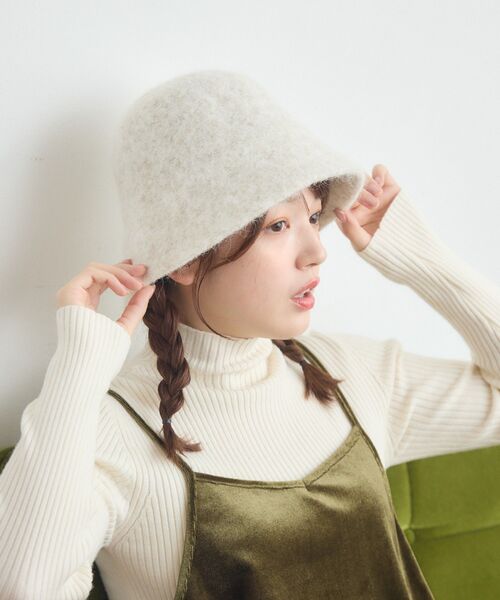 casita(RETRO GIRL)(カシータ)の「Fファーベルハット(ハット・レディース・オフホワイト/チャコールグレー/ブラウン・ONE SIZE)」の5枚目の写真