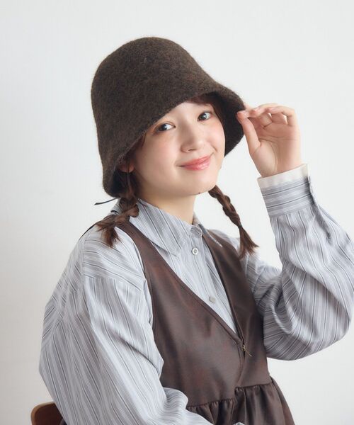 casita(RETRO GIRL)(カシータ)の「Fファーベルハット(ハット・レディース・オフホワイト/チャコールグレー/ブラウン・ONE SIZE)」の16枚目の写真