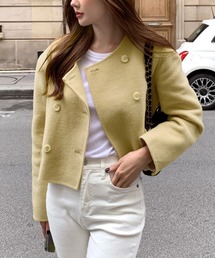 ノーカラージャケット（イエロー/黄色系）ファッション通販