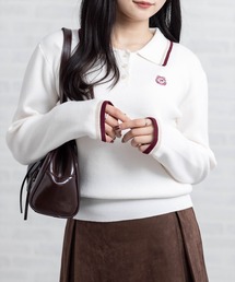 clear | 刺繍入り配色ポロニット［大人 カジュアル 着回し力抜群］≪AW新作≫(ニット/セーター)