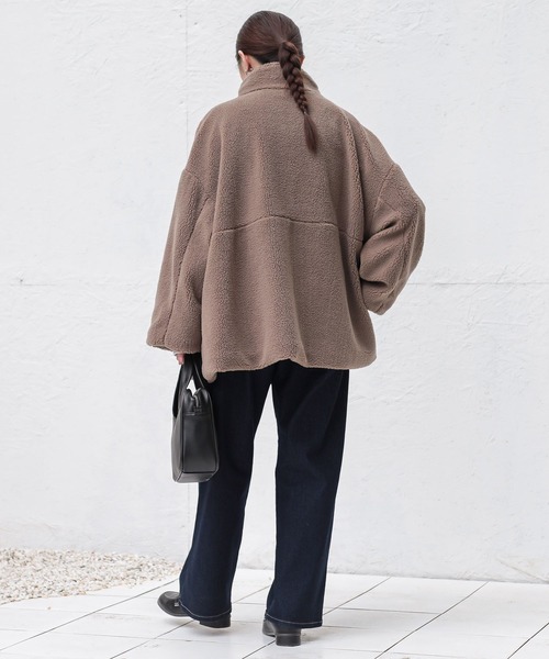 n'OrLABEL（ノアールレーベル）の「『スタンドカラーボアショートコート』（その他アウター・レディース・チャコール/モカ・FREE）」の12枚目の写真