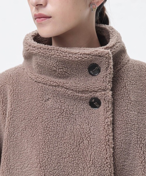 n'OrLABEL（ノアールレーベル）の「『スタンドカラーボアショートコート』（その他アウター・レディース・チャコール/モカ・FREE）」の13枚目の写真