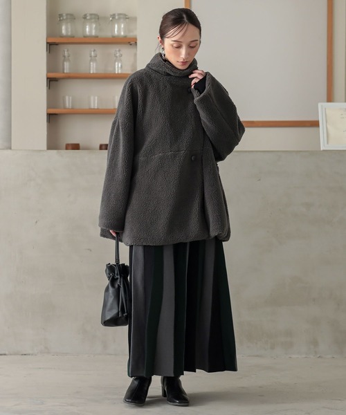n'OrLABEL（ノアールレーベル）の「『スタンドカラーボアショートコート』（その他アウター・レディース・チャコール/モカ・FREE）」の21枚目の写真