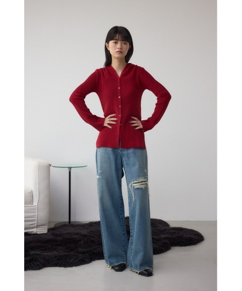AZUL by moussy(アズールバイマウジー)の「AZUL DENIM リペアワイドデニム(デニムパンツ・レディース・ライトブルー/ライトブラック・SMALL/MEDIUM)」の15枚目の写真