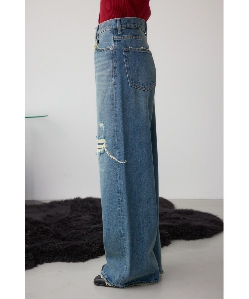 AZUL by moussy(アズールバイマウジー)の「AZUL DENIM リペアワイドデニム(デニムパンツ・レディース・ライトブルー/ライトブラック・SMALL/MEDIUM)」の18枚目の写真