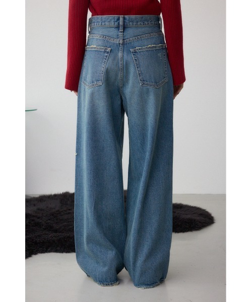 AZUL by moussy(アズールバイマウジー)の「AZUL DENIM リペアワイドデニム(デニムパンツ・レディース・ライトブルー/ライトブラック・SMALL/MEDIUM)」の19枚目の写真
