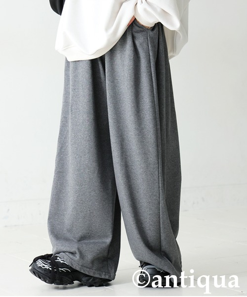 antiqua(アンティカ)の「裏毛 ワイド スウェットパンツ(スウェットパンツ・レディース・チャコールグレー/ブラック・ONESIZE)」の5枚目の写真