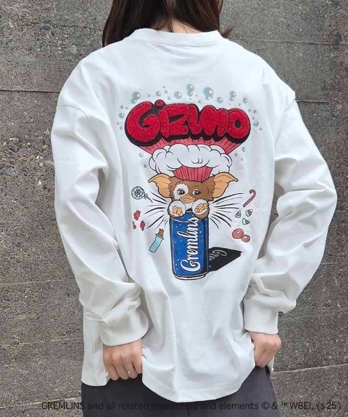 Bleu Bleuet(ブルーブルーエ)の「グレムリンボンバーロンT(Tシャツ/カットソー・レディース・オフホワイト/チャコールグレー・M/L)」の1枚目の写真