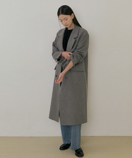 LINGSEOUL(リングソウル)の「wool double long coat-gray(トレンチコート・レディース・グレー・FREE)」の3枚目の写真