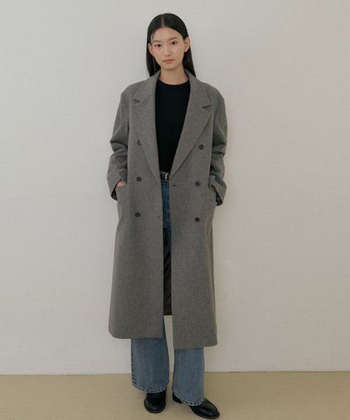 LINGSEOUL(リングソウル)の「wool double long coat-gray(トレンチコート・レディース・グレー・FREE)」の5枚目の写真