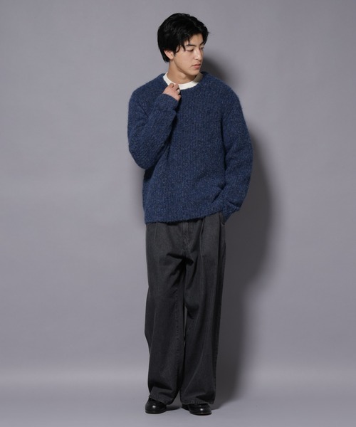 NANO universe（ナノユニバース）の「ウールミックスローゲージニット（ニット/セーター・メンズ・ブルー/グレー/チャコール・S/L/M）」の15枚目の写真
