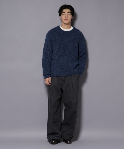 NANO universe（ナノユニバース）の「ウールミックスローゲージニット（ニット/セーター・メンズ・ブルー/グレー/チャコール・S/L/M）」の14枚目の写真