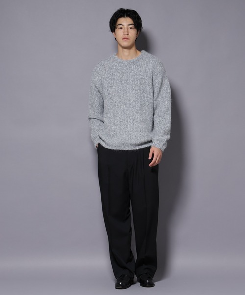 NANO universe（ナノユニバース）の「ウールミックスローゲージニット（ニット/セーター・メンズ・ブルー/グレー/チャコール・S/L/M）」の8枚目の写真