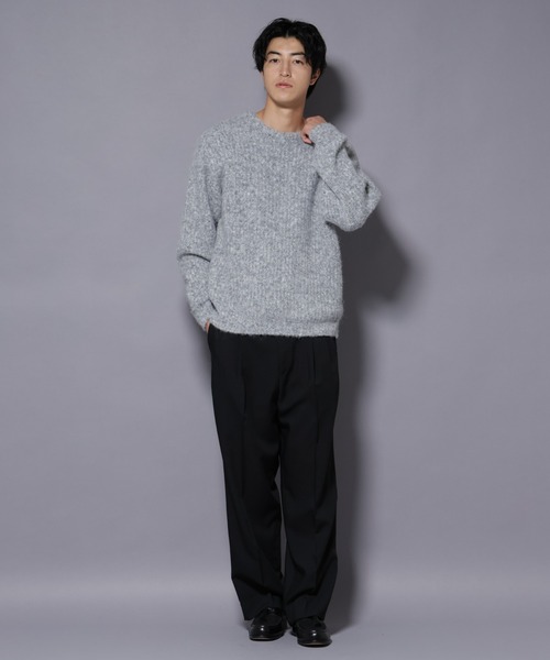 NANO universe（ナノユニバース）の「ウールミックスローゲージニット（ニット/セーター・メンズ・ブルー/グレー/チャコール・S/L/M）」の9枚目の写真