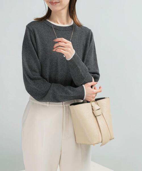 URBAN RESEARCH ROSSO WOMEN（アーバンリサーチ　ロッソ）の「カシミヤ混バイカラーコンパクトニット（ニット/セーター・レディース・グレー系その他/ブルー系その他/レッド系その他/ホワイト系その他・FREE）」の11枚目の写真
