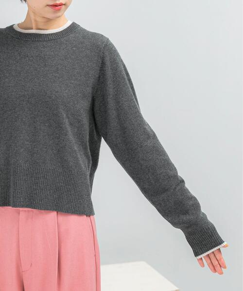 URBAN RESEARCH ROSSO WOMEN（アーバンリサーチ　ロッソ）の「カシミヤ混バイカラーコンパクトニット（ニット/セーター・レディース・グレー系その他/ブルー系その他/レッド系その他/ホワイト系その他・FREE）」の20枚目の写真