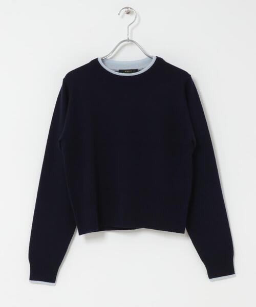 URBAN RESEARCH ROSSO WOMEN（アーバンリサーチ　ロッソ）の「カシミヤ混バイカラーコンパクトニット（ニット/セーター・レディース・グレー系その他/ブルー系その他/レッド系その他/ホワイト系その他・FREE）」の5枚目の写真