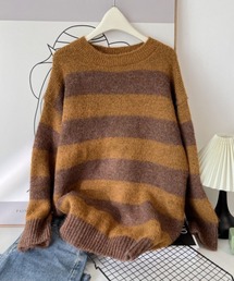 CADBURY | ｸﾙｰﾈｯｸﾎﾞｰﾀﾞｰﾆｯﾄ(ニット/セーター)