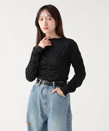 シャーリング ギャザー プルオーバー