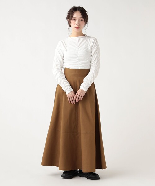 BEAMS HEART(ビームスハート)の「シャーリング ギャザー プルオーバー(Tシャツ/カットソー・レディース・オフホワイト/ブラック/ミント・FREE)」の4枚目の写真