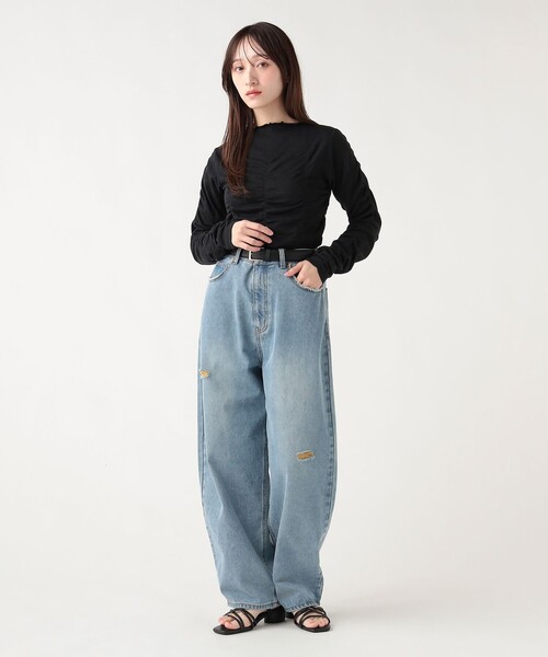 BEAMS HEART(ビームスハート)の「シャーリング ギャザー プルオーバー(Tシャツ/カットソー・レディース・オフホワイト/ブラック/ミント・FREE)」の8枚目の写真