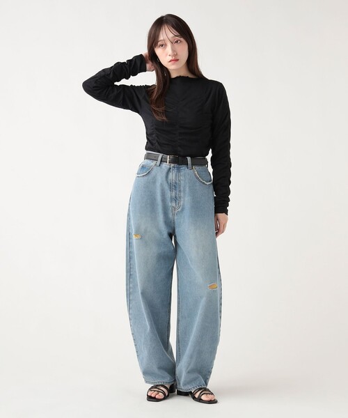 BEAMS HEART(ビームスハート)の「シャーリング ギャザー プルオーバー(Tシャツ/カットソー・レディース・オフホワイト/ブラック/ミント・FREE)」の9枚目の写真