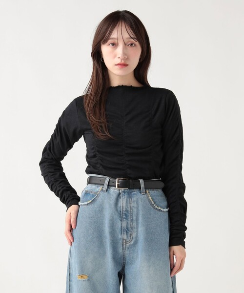 BEAMS HEART(ビームスハート)の「シャーリング ギャザー プルオーバー(Tシャツ/カットソー・レディース・オフホワイト/ブラック/ミント・FREE)」の10枚目の写真