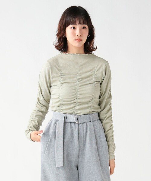 BEAMS HEART(ビームスハート)の「シャーリング ギャザー プルオーバー(Tシャツ/カットソー・レディース・オフホワイト/ブラック/ミント・FREE)」の14枚目の写真