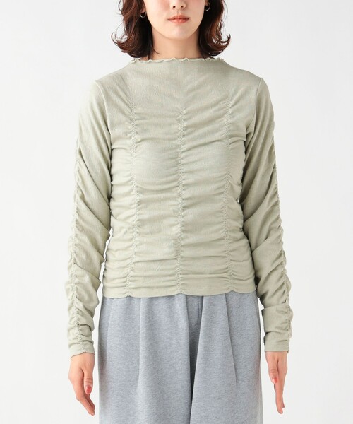 BEAMS HEART(ビームスハート)の「シャーリング ギャザー プルオーバー(Tシャツ/カットソー・レディース・オフホワイト/ブラック/ミント・FREE)」の16枚目の写真