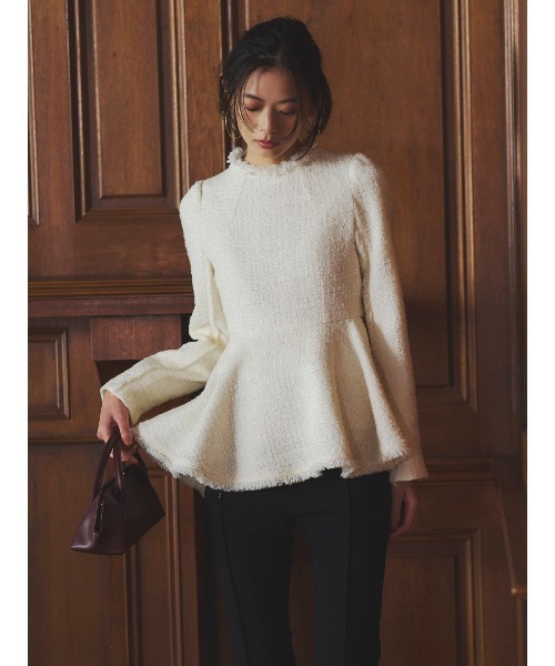 ツイードペプラムブラウス（シャツ/ブラウス）｜anuans（アニュアンス