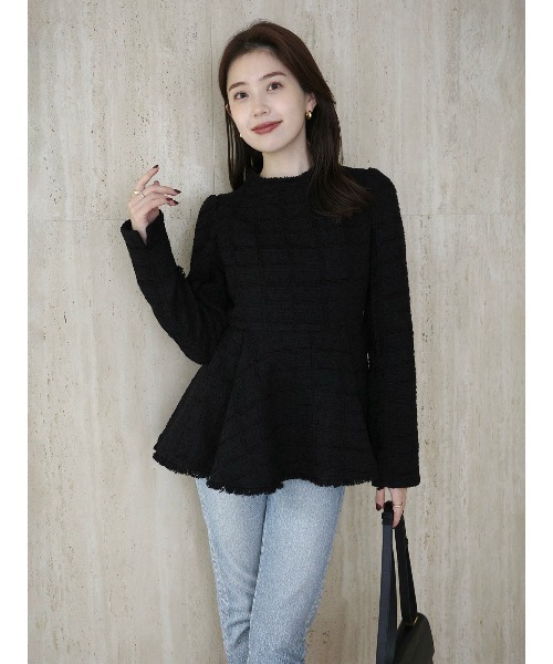 ツイードペプラムブラウス（シャツ/ブラウス）｜anuans（アニュアンス