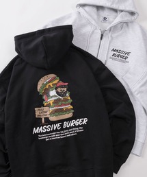 SlashDate（スラッシュデイト）の「【84】MASSIVE BURGER バックプリント ジップパーカー/裏毛/ワンポイントロゴ（パーカー）」
